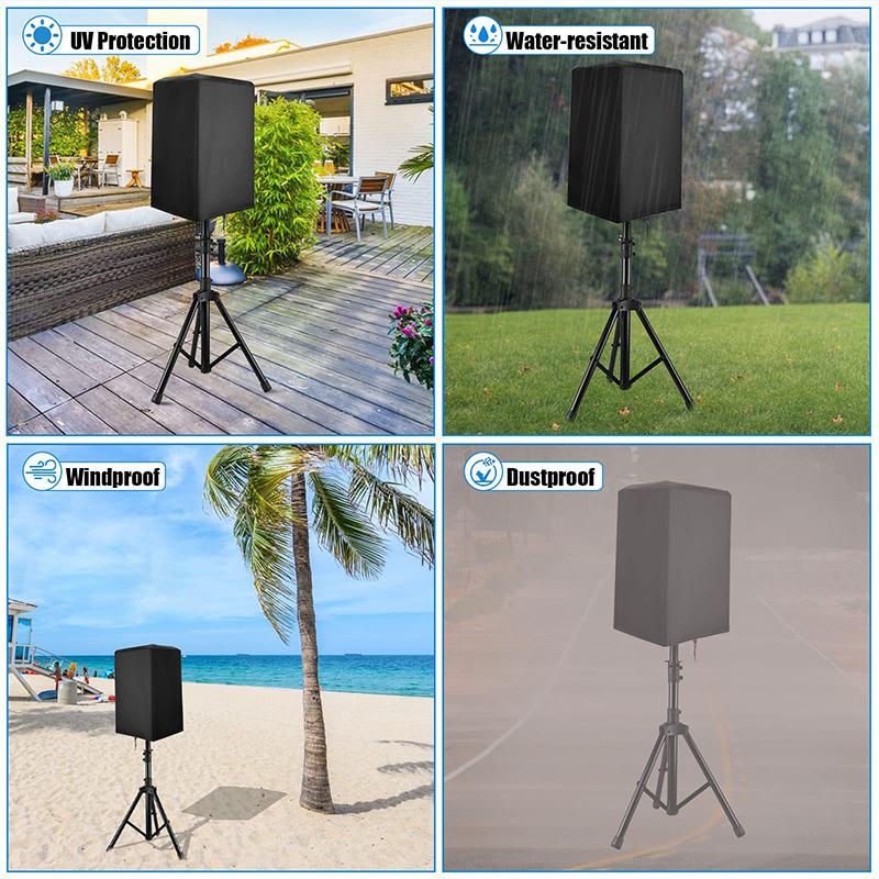 Oxford Cloth Speaker Dust Cover Multimedia Metal Audio Cover Dust and Waterproof Protective Cover 210D Black Silver Oxford Cloth