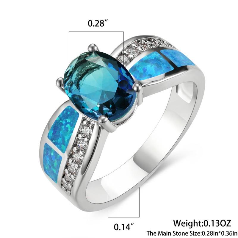 Temperament European and American Oval Two Tone Tourmaline Personalized Ring