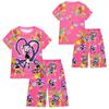 19776 Kids Girls Lily Lovebraids Game Printed Short Sleeves Sleepwear Pajamas 2pcs/sets