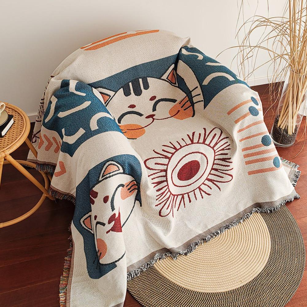 Vintage Farmhouse Sofa Throw Blanket American Style One Piece Couch Cover Chair Protector Cushion for Home
