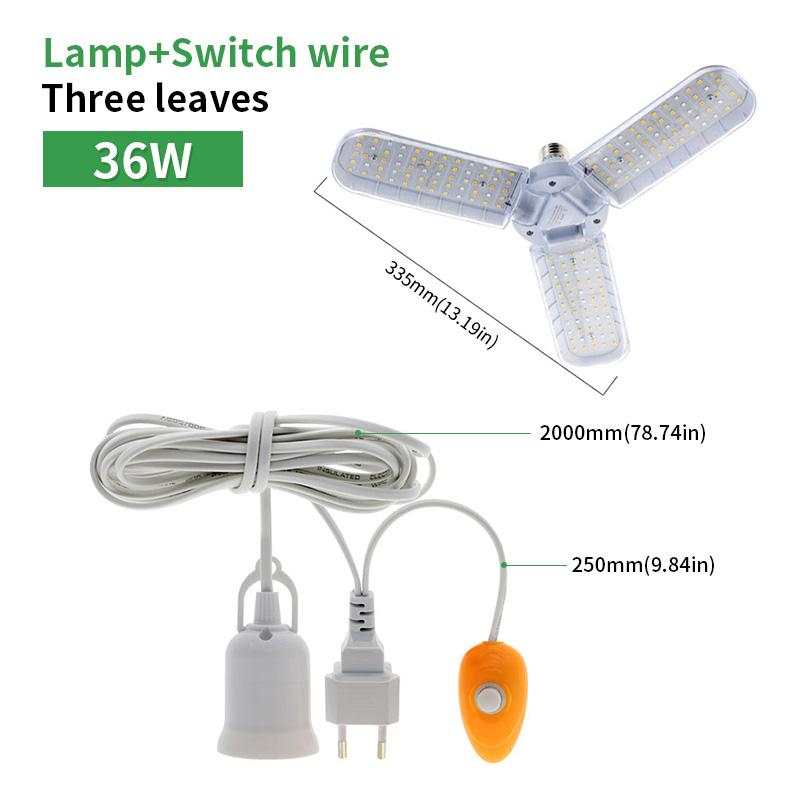 24W 36W 48W Katlanabilir LED Büyümek Işık Tam Spektrum E27 Bitki Büyüyen Işık Phytolamp Ampul Kapalı Bitkiler Için Çiçek Fide