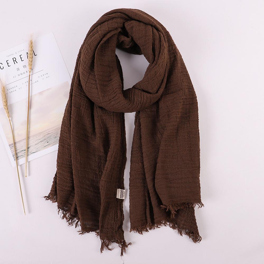 Fashion Designer Linen Cotton Scarf Women Solid Color Muslim Hijab Scarves Shawls Plain Big Pashmina Wrap Head Hair Scarf