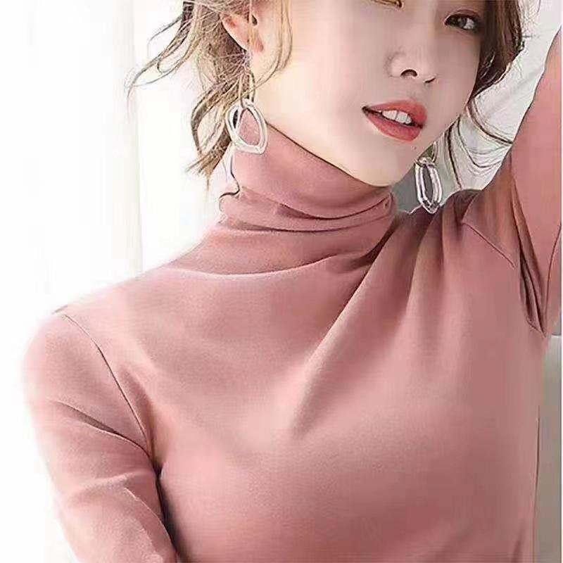 Damen Neunfarbiges Halbhoher Kragen Hautfreundliches Schlankmachendes Langarm-Oberteil