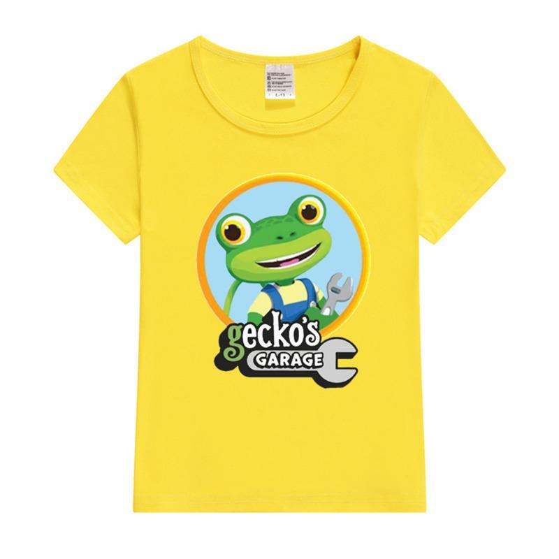 2024 Summer Fashion Boys T-Shirt Funny Cartoon Gecko'S Garage Print Children'S Clothing For Kids Tshirts Girls New Clothing Tops