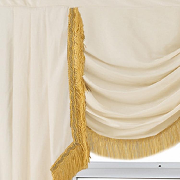 Soundproof Blackouts Valance With Decorative Tasseled Border Rippled Texture Flame Retardant Drapes