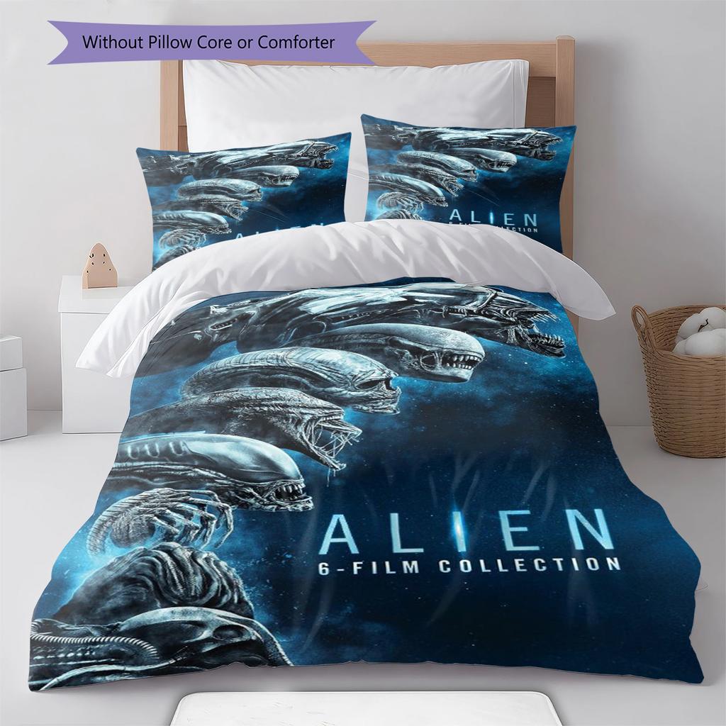 Alien Pattern Bedding,Quilt Set Quilt Cover Pillowcase Home Birthday Gift (1 * Duvet Cover + 2 * Pillowcase, Without Core)