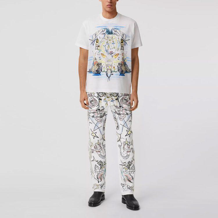 Burberry T Shirts Men's White Crew Neck Moderate 80406811