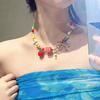 Dopamine color apple star beaded necklace new light luxury summer collarbone chain