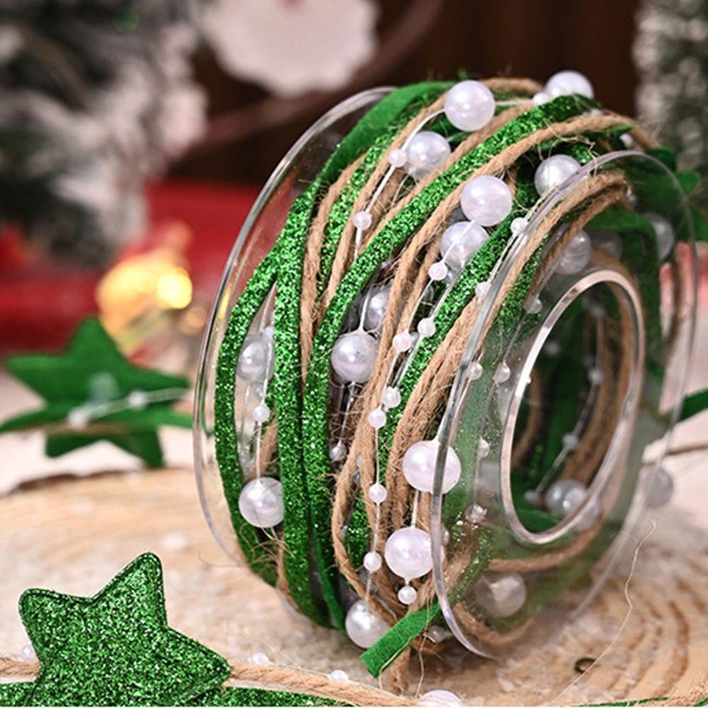 Faux Pearl Ribbon Star Beaded Ribbon Glitter Star Jute Burlap Ribbon Xmas Tree
