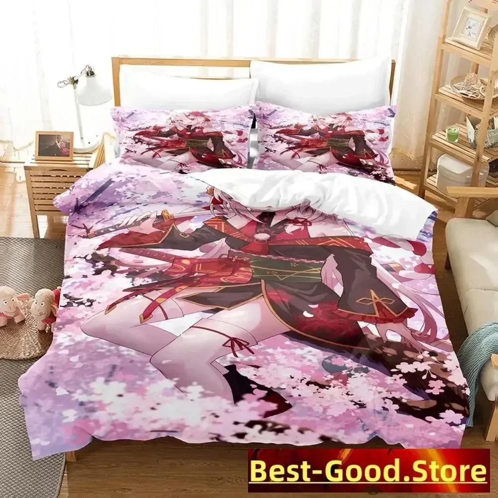 Kawaii Nakiri Ayame Tryckt Sängset Påslakan Örngott Sängkläder Sänglinne Lakan Täcke Full Queen King Size
