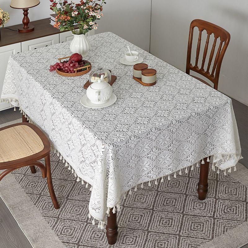 

Вязаные крючком рождественские скатерти, скатерти с ажурными кисточками в деревенском стиле, скатерти с изображением рождественских оленей, столешницы, украшения для свадебного банкета 150*180cm