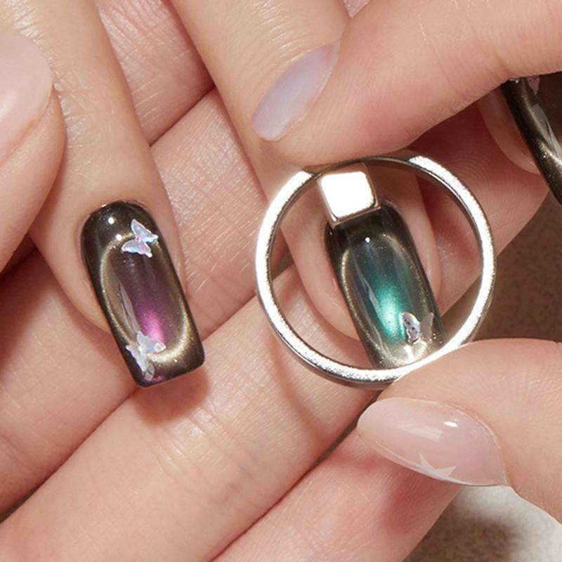 Nail Art Cat'S Eye Magnet Tool Hollow Ring-Shaped Glass Bead Cat Eye Magnetic Nail Art Effect Magnetic Gel Polish Manicure Tools
