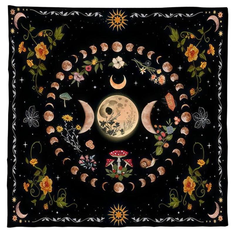 Divinations Tablecloth Moonphases Flower Astrologys Tarot Cards Tablecloth Altars Cloth Divinations Game Accessories