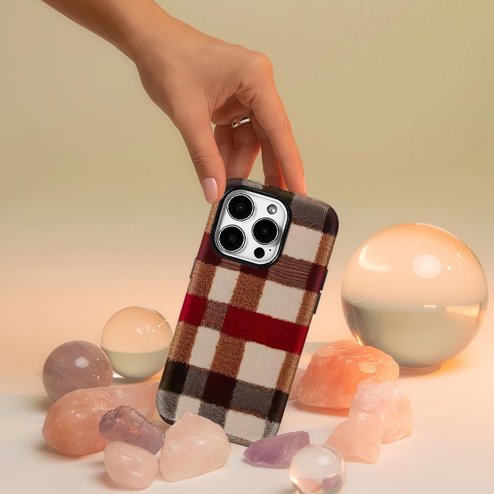 Rustic Plaid Woven Phone Case for IPhone 17 16 15 14 13 Pro Max Plus for Magnetic Single Double-layer Tough Case