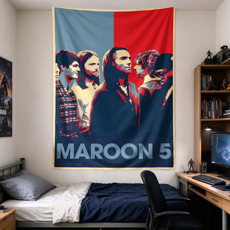 Maroon 5 Band Retro Red Blue Pop Art Concert Poster