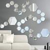 12pcs Mirror Wall Stickers Living Room TV Backdrop Decorative Stickers Hexagonal Mirror Wall Stickers Decorative Mirror