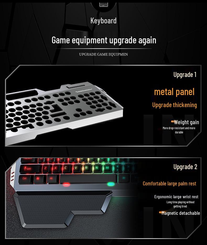 Wired E-sports Mechanical Keyboard, Mouse, and Headset Set for Laptop Gaming.