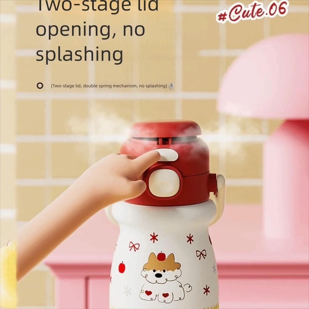 520ml Bounce Insulated Cup with Handle Vacuum-insulated Bottle Portable Cartoon Straw Cup  Office