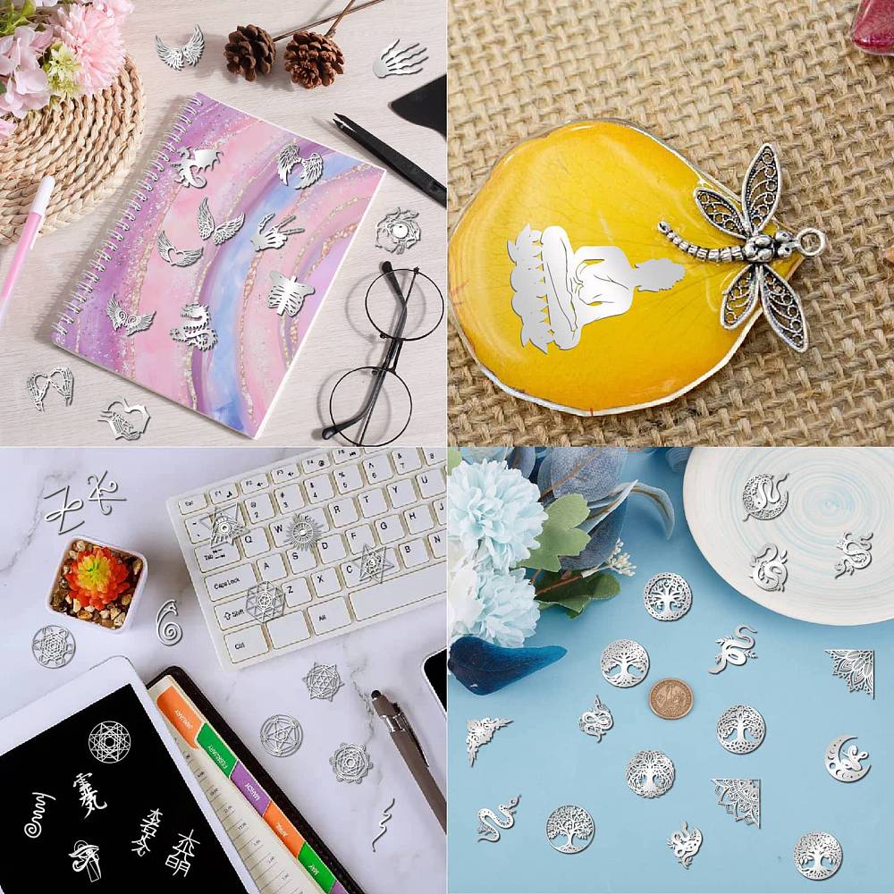 Nickel Metal Waterproof Self-Adhesive Picture Stickers Round Dot Cartoon Decals for Kid's Art Craft Snake 40x40mm 9 sheet/set