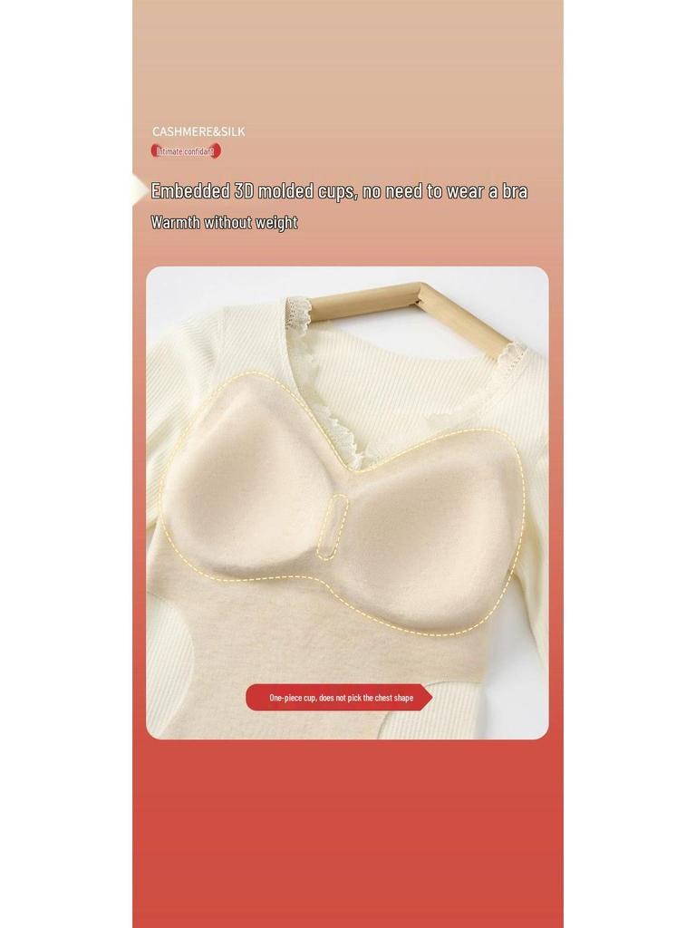 Damen Thermoset: Warme, formende Herbst- und Winter-Basisschicht mit Brustpolstern - Kältebeständig und vielseitig für den Lagenlook