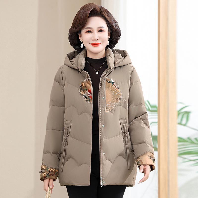 Genuine Mid-Length Women's Down Jacket - 90% White Duck Fill, Stylish for Moms and Grandmas, Thickened for Warmth