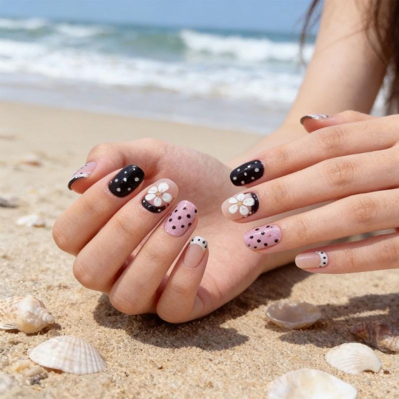 Elegant 3D Sculpted Floral False Nail ABS Press On Nail Easy Application Long Lasting For Bridal Event Office