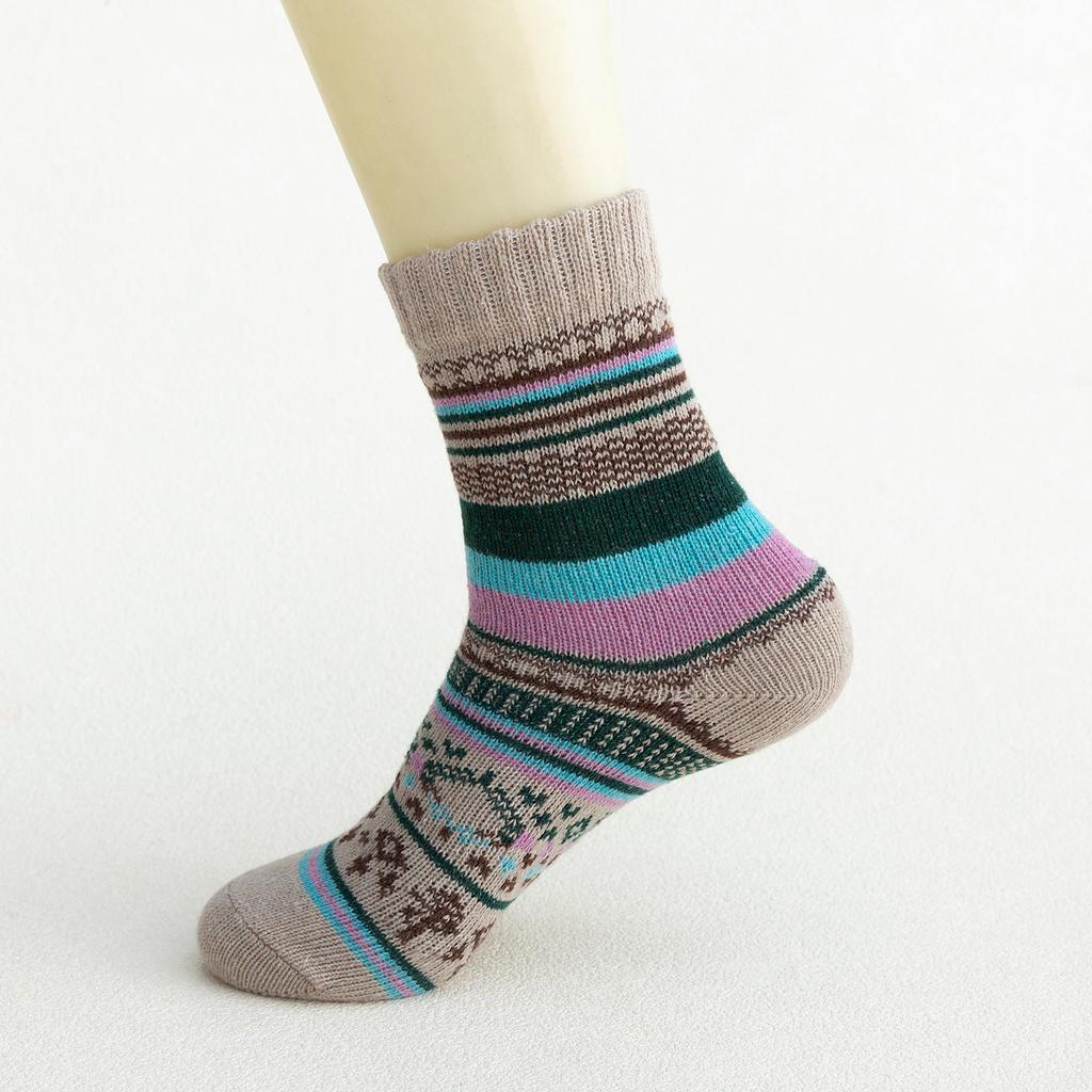 5 Pack Womens Socks Vintage Winter Soft Warm Cold Knit Wool Socks