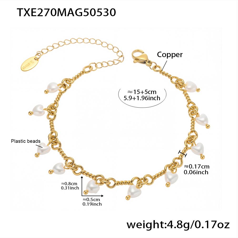 Multi Heart Beads Charms Necklace Bracelet For Women 18k Gold Plated Waterproof Non Tarnish Women's Necklaces Matching Bracelets