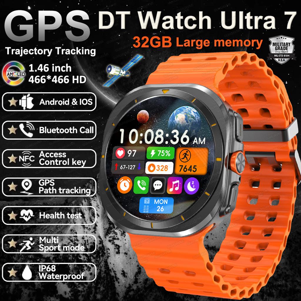 2025 New DT Watch 7 Ultra 32GB Memory Smart Watch GPS NFC 3D Menu MP3/MP4 Player Local album IP68 Waterproof Sports Smartwatch