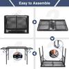 Sammenleggbart utendørs grillbord med 2 sidebord, lett og bærbart utendørs grillbord i aluminium i metall med