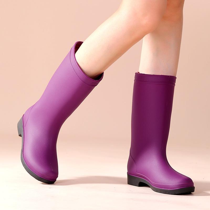 British Fashion Women's Mid-tube Rain Boots Trendy Matte Waterproof Women's Rubber Shoes Kitchen Mother Foot Glove Water Shoes Warm Boots Women