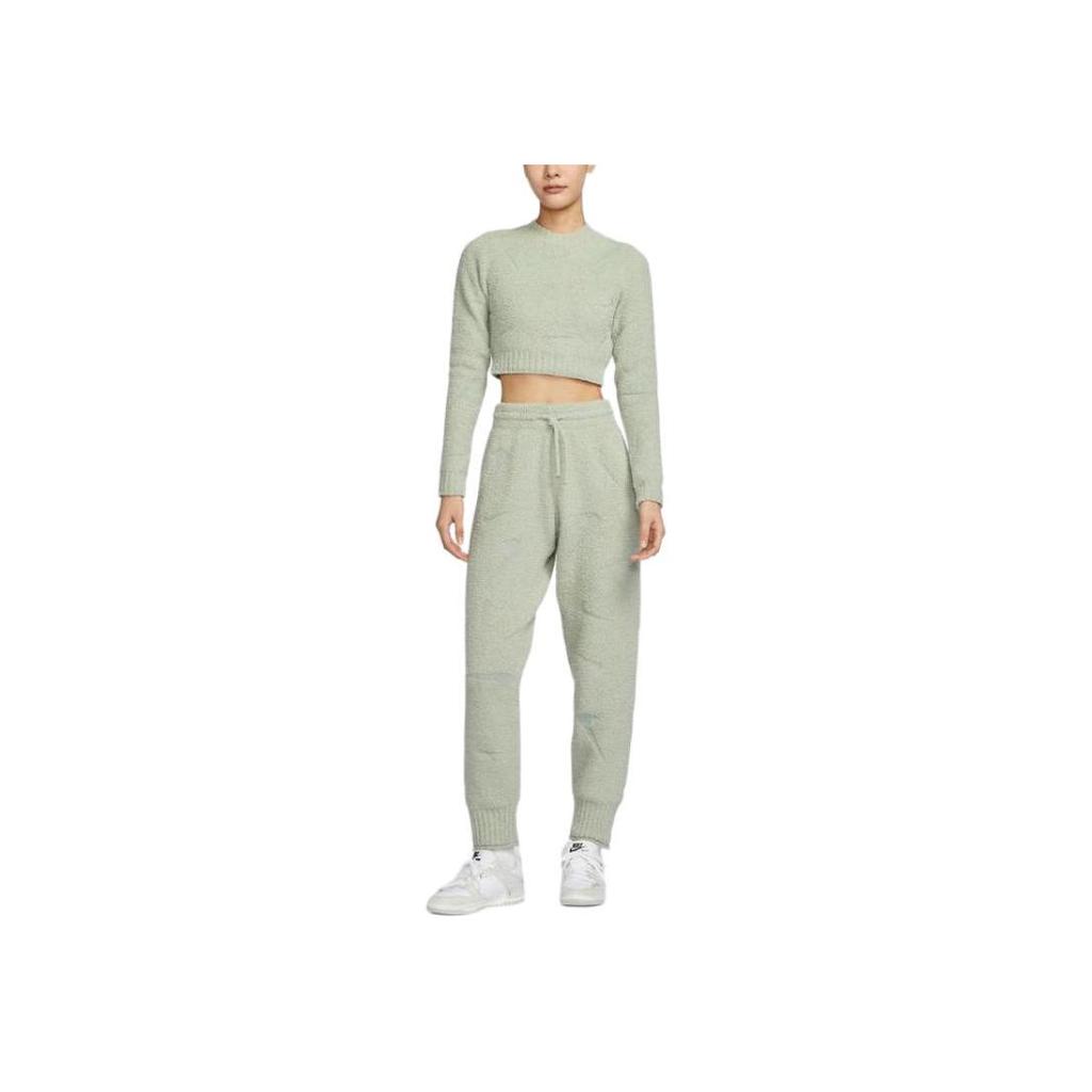 Nike Sportswear Phoenix Cozy Boucle High-Waisted Tie Fashion Versatile Casual Pants Women Bottoms Green FZ1704-370