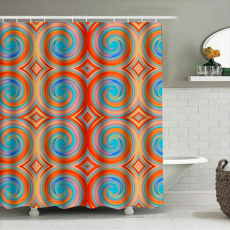 Colorful Bath Curtains Shower Curtain Fabric Polyester Waterproof Bathroom Decor Wall Hanging Blue Orange Red Abstract Print Mod