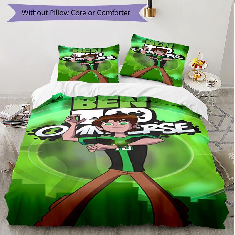 3pcs Duvet Cover Set (1*Duvet Cover + 2*Pillowcase, Without Core), Ben 10 Cartoon Print Soft All‑Season Bedding Set, Home Bedroom Decor Gift