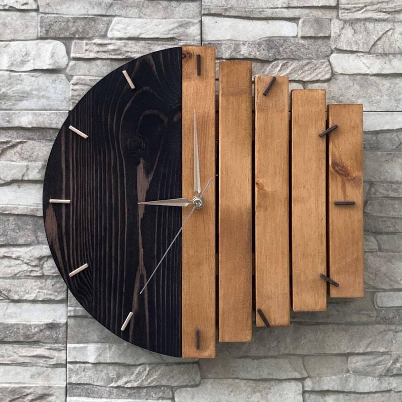 Irregular Abstract Industrial Style Wall Clock Simple Creative Big Wooden Quartz Wall Clock Living Room Bedroom Home Decoration