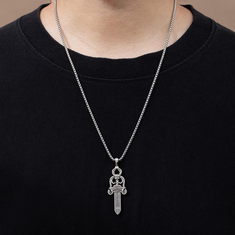 Street Hip Hop Nightclub Trendy Brand Cross Necklace Handmade Chain Retro Hanging Chain Sweater Chain Exquisite Personality High Sense