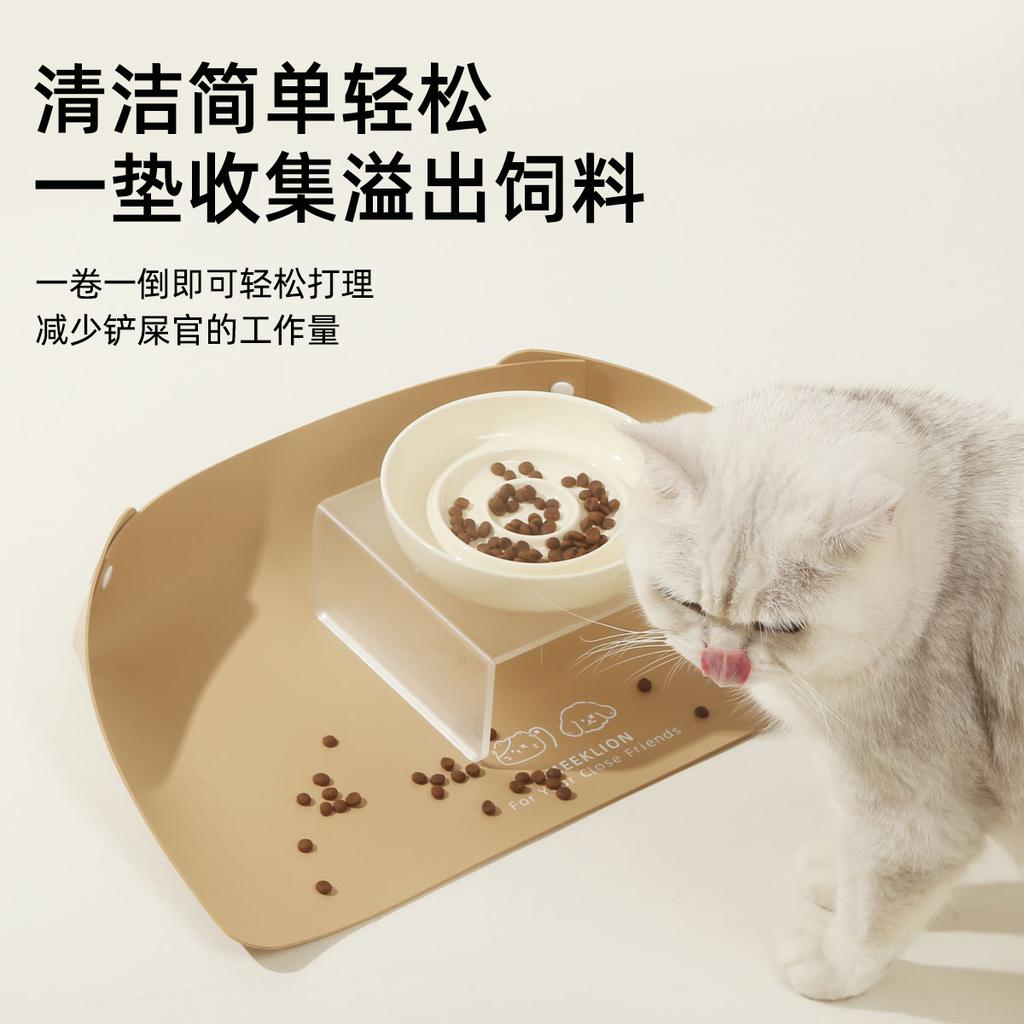 Waterproof & Oil-Proof Anti-Spill Pet Bowl Mat: Non-Slip PU Leather Placemat for Cats and Dogs
