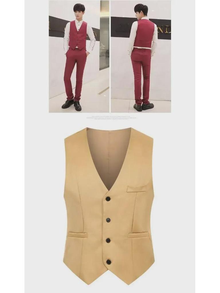 Gilet de costume pour homme coupe slim style coréen - Nouveau design sans repassage