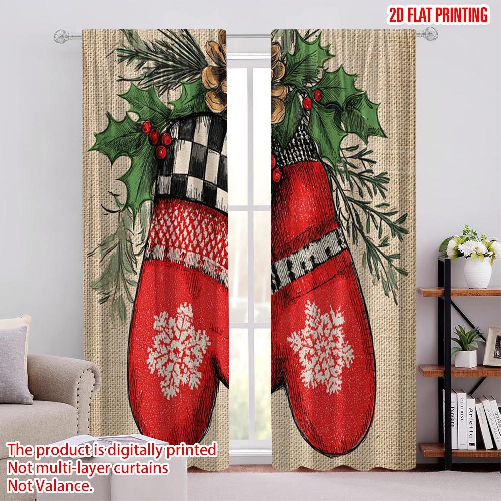

2pcs,2D plane printing Minimalist Curtains Winter Gloves Polyester Woven (without rod) Home Decor Perfect for Bedroom, Office, 52.50 × 116.00 cm 2 pcs