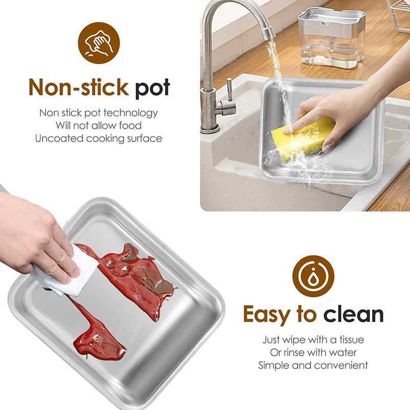 Stainless Steel Tamagoyaki Pan Non-stick Japanese Omelette Pan Rectangle Egg Frying Pan with Silicone Turner