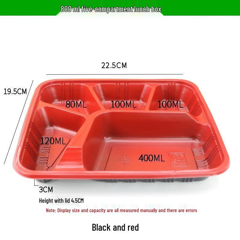 JingJingRS 5-Fächer Einweg-Mittagessensboxen zum Mitnehmen