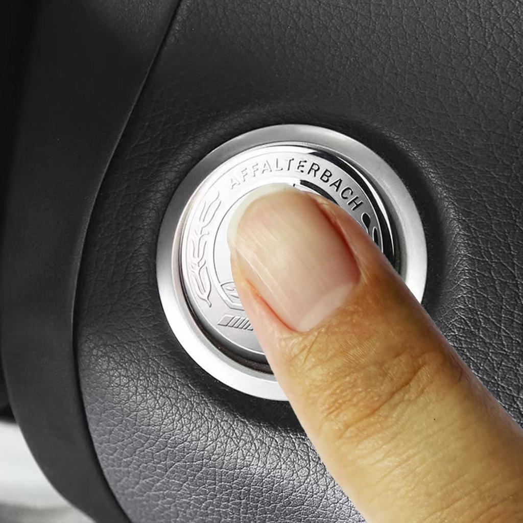 MAXDOOL Interior Auto Start Engine Ignition Button Key Knobs Decals Stickers Emblem Accessories Silver Compatible with A B E Class (35mm Start Engine