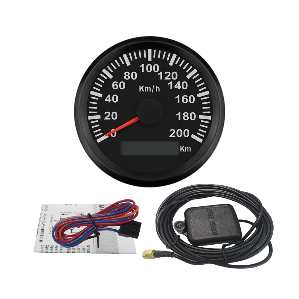 ELING Guaranteed Waterproof GPS Speedometer Odometer Auto Gauge 200KM/H Car Motorcycle Car Backlit 85mm /24V