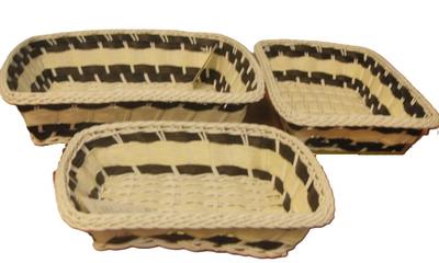Rectangular Woven Baskets 26 X 21 X 7 22.5 X 17 X 6.5 19 X 14 X 6 - 3 Pcs