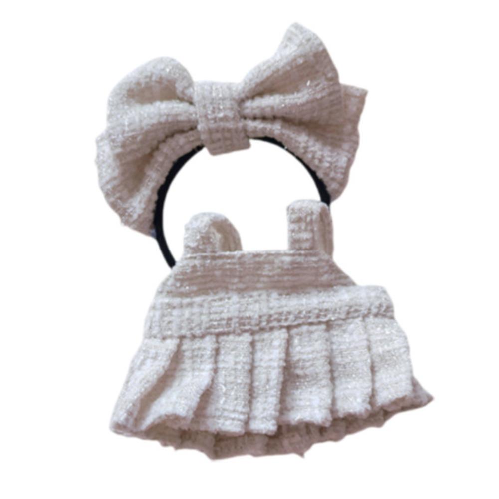 

1 комплект Повязка на голову с бантом 17 см Набор одежды Labubu Платье Плюшевая одежда для кукол для 17 см Labubu белый