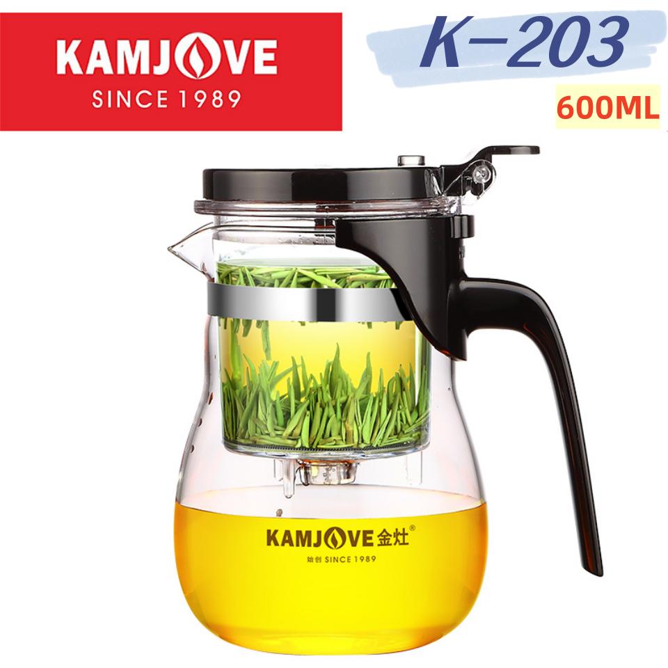 KAMJOVE Heat Resistant Glass Teapot,Puer Kettle Hot Sale 400-900ML Capacity One-click Tea Filter Tea Pot Chinese Kung Fu Teawear