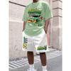 Best-selling Digital Printing Summer Racing Pattern Men's Casual Two-Piece Set - Round Neck Short-Sleeved T-Shirt