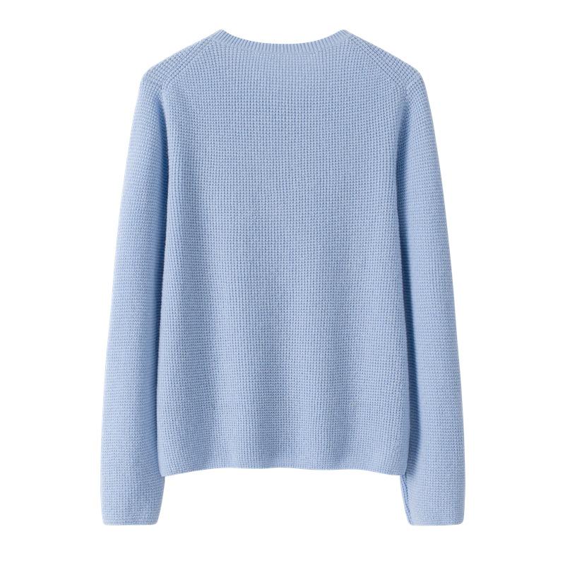 Women's 100% Pure Cashmere Openwork Loose Crew Neck Sweater Pullover for Autumn/Winter