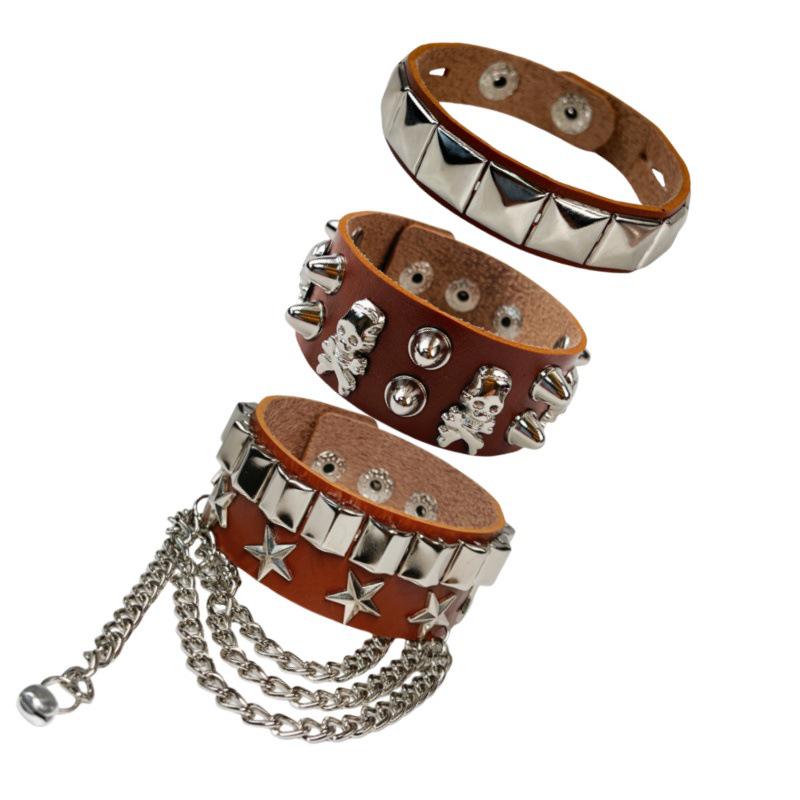 Trendy European & American Multi-layer Skull Rivet Bracelet – Bold Punk Motorcycle Style