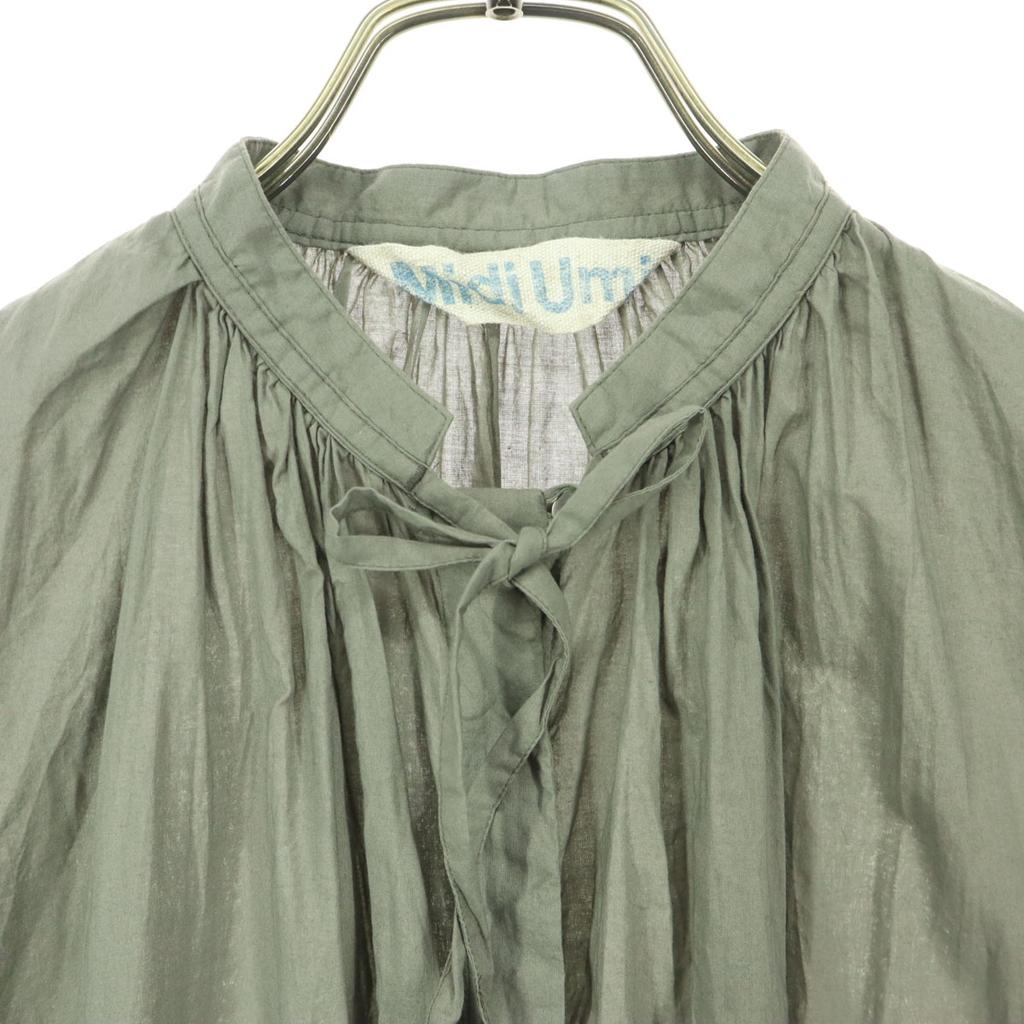 Midi Umi made in Japan Long sleeve Lightweight cotton gathered A-line dress Long dress Women Used